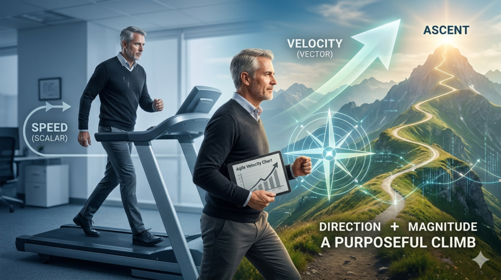 Man walking on a treadmill vs making real progress